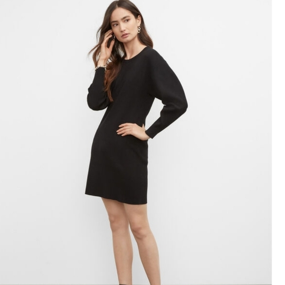 NWT Club Monaco Faison Sleeve Sweater Dress Large Black - Picture 1 of 8